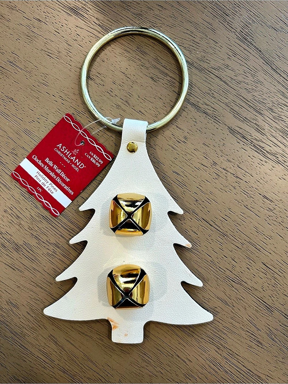 Ashland Christmas Tree Bell Wall Decor White & Gold NWT Holiday Ornament